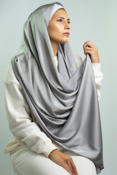 Satin Hijab | Grey Cloud