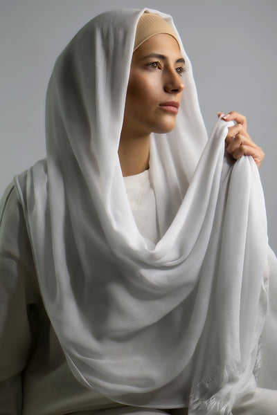 Cotton Crêpe Hijab | White