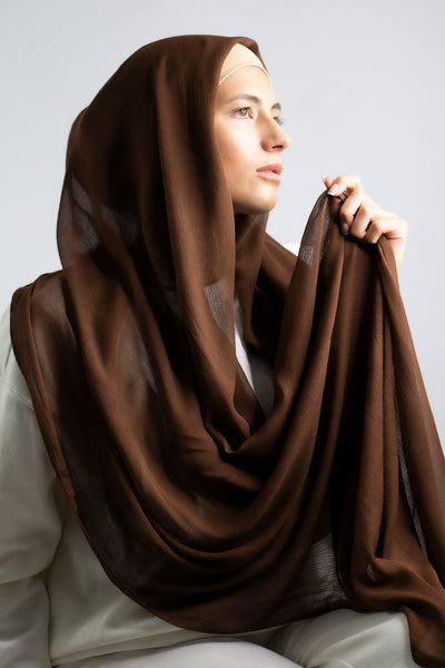 Cotton Crêpe Hijab | Walnut