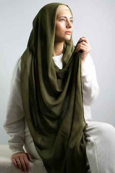 Cotton Crêpe Hijab | Khaki