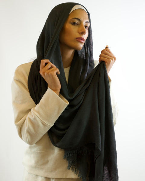 Cotton Crêpe Hijab | Petrol