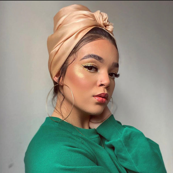 Rayon Silk Headscarf | Gold Peach Sand